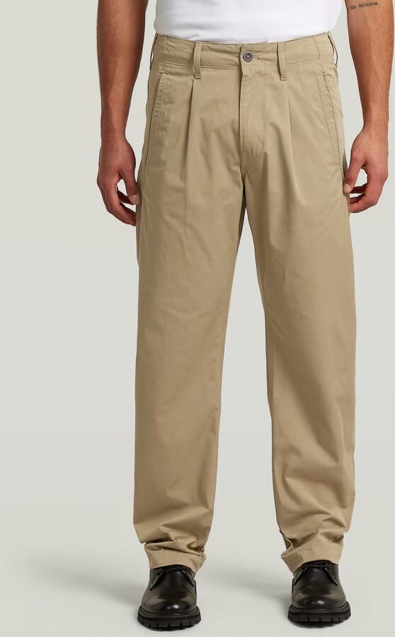 G-Star RAW Pleated Loose Tapered Chino Beige Heren