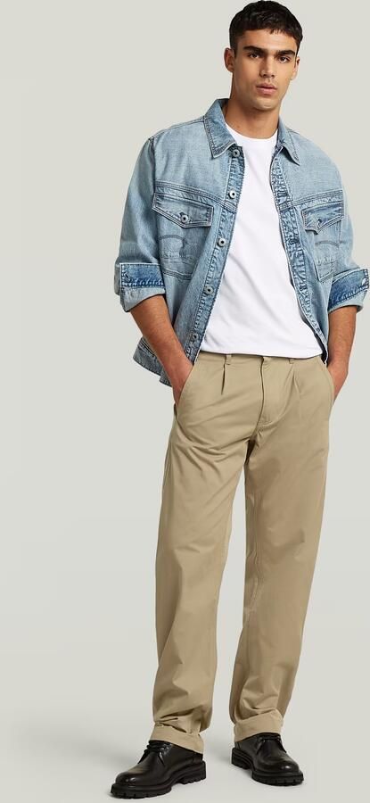 G-Star RAW Pleated Loose Tapered Chino Beige Heren - Foto 5