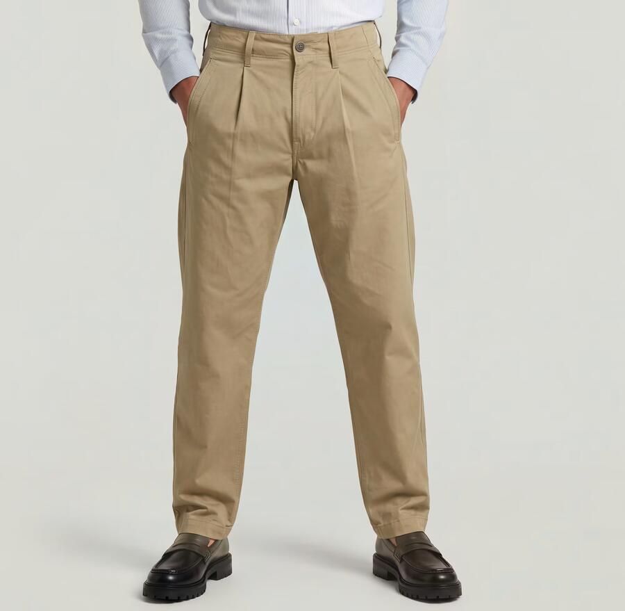 G-Star RAW Pleated Loose Tapered Chino Beige Heren - Foto 3