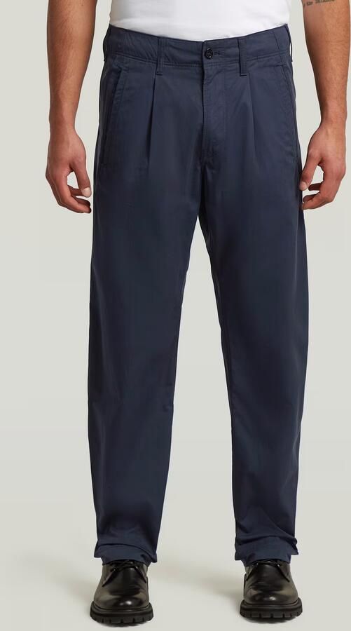 G-Star RAW Pleated Loose Tapered Chino Donkerblauw Heren