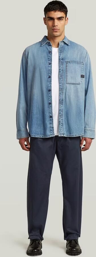 G-Star RAW Pleated Loose Tapered Chino Donkerblauw Heren - Foto 7