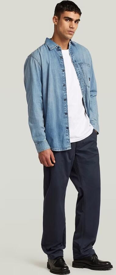 G-Star RAW Pleated Loose Tapered Chino Donkerblauw Heren - Foto 6