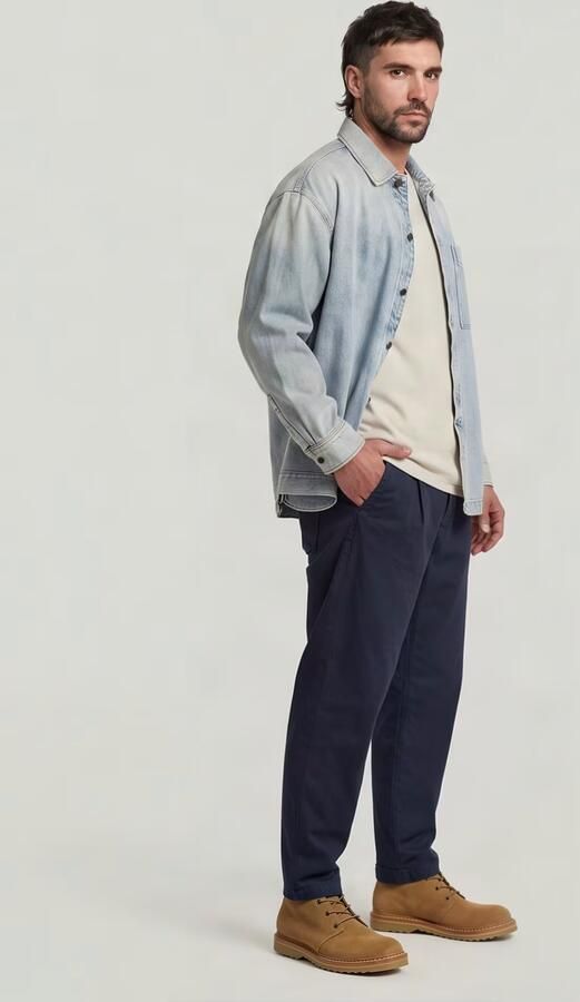 G-Star RAW Pleated Loose Tapered Chino Donkerblauw Heren - Foto 5