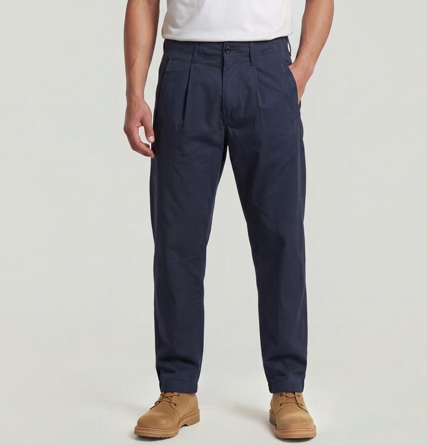 G-Star RAW Pleated Loose Tapered Chino Donkerblauw Heren - Foto 4