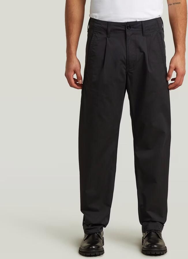G-Star RAW Pleated Loose Tapered Chino Zwart Heren