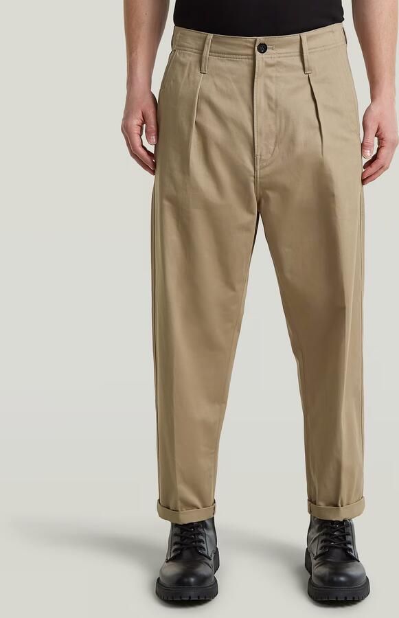 G-Star RAW Pleated Relaxed Tapered Chino Beige Heren