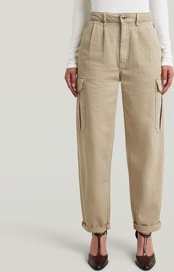 G-Star RAW Pleated Tapered Cargo Chino Beige Dames