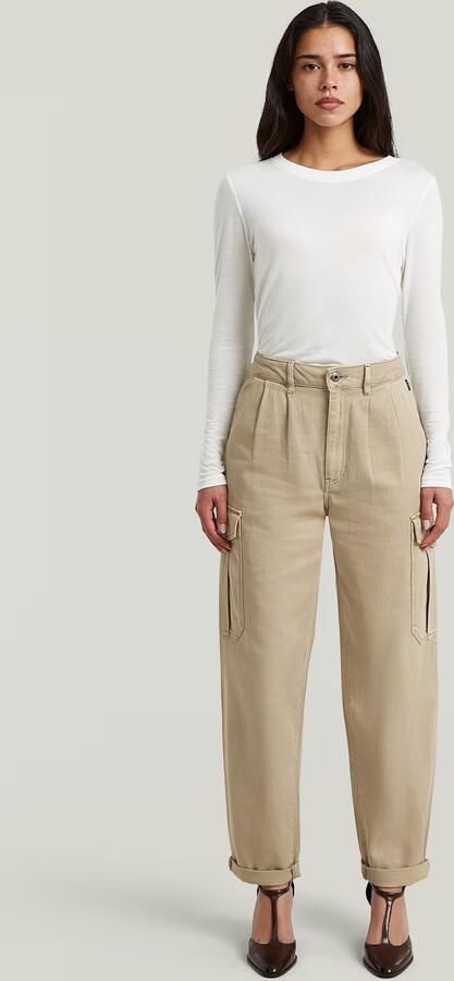 G-Star RAW Pleated Tapered Cargo Chino Beige Dames - Foto 7