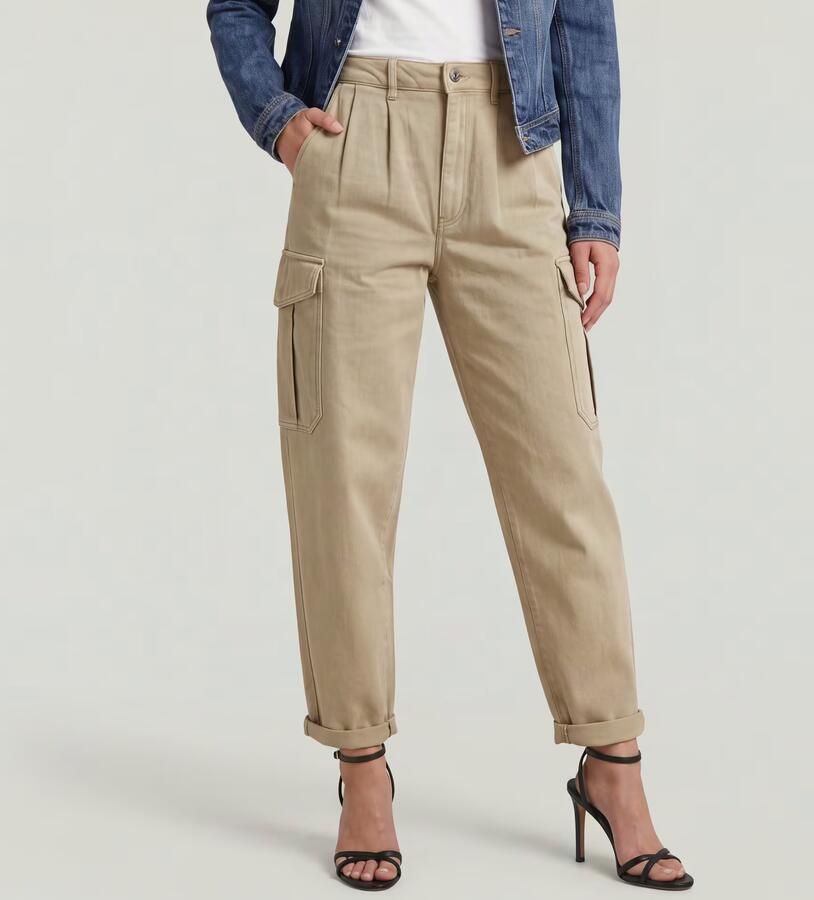 G-Star RAW Pleated Tapered Cargo Chino Beige Dames - Foto 5
