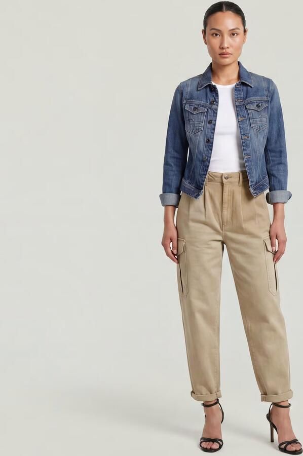 G-Star RAW Pleated Tapered Cargo Chino Beige Dames - Foto 6