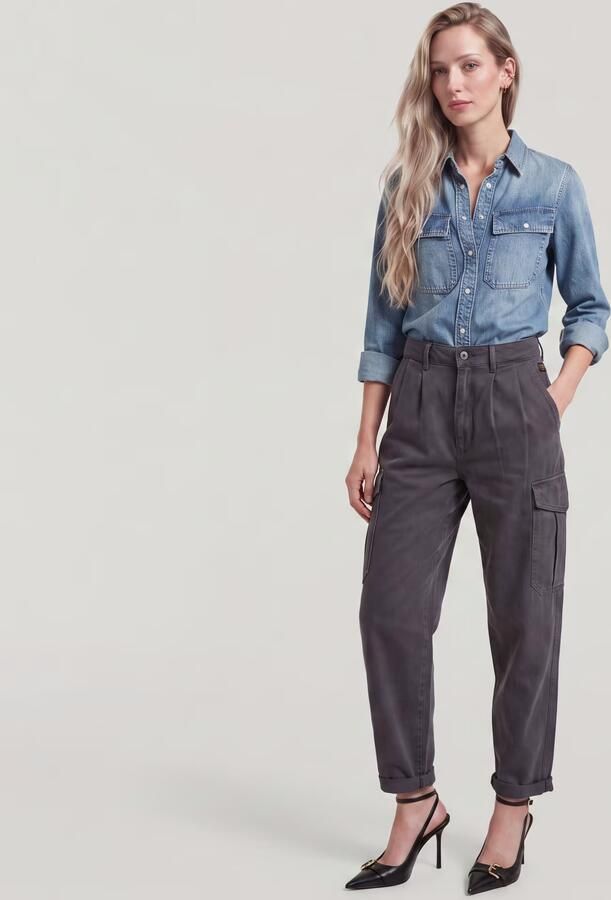 G-Star RAW Pleated Tapered Cargo Chino Grijs Dames - Foto 6