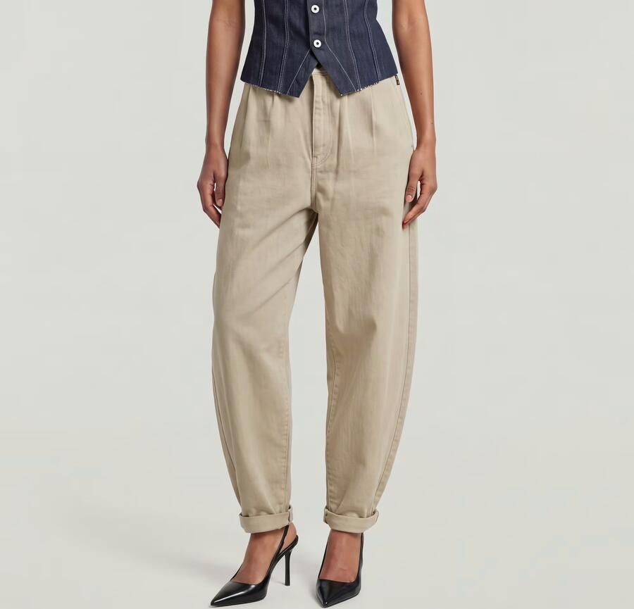 G-Star RAW Pleated Tapered Chino Beige Dames - Foto 4