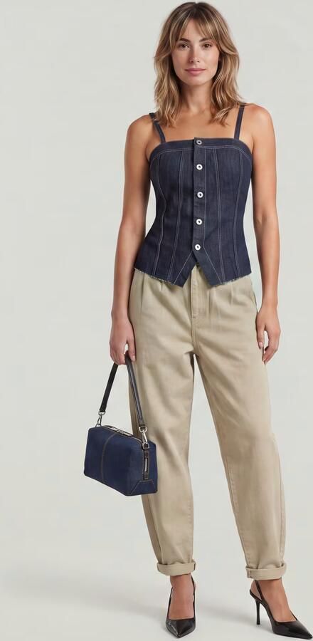 G-Star RAW Pleated Tapered Chino Beige Dames - Foto 6