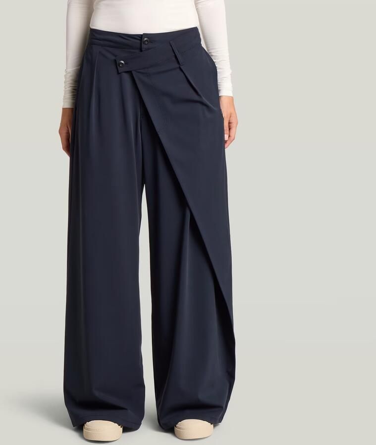 G-Star RAW Pleated Wrap Loose Broek Donkerblauw Dames