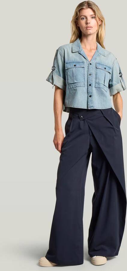 G-Star RAW Pleated Wrap Loose Broek Donkerblauw Dames - Foto 6