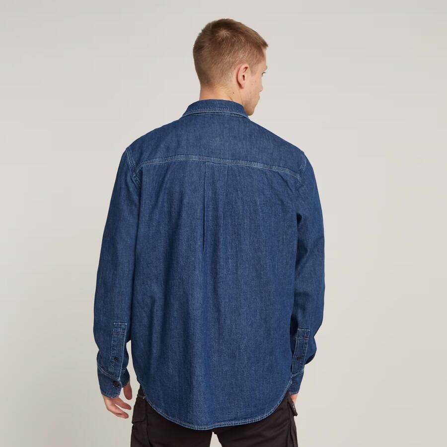 G-Star RAW Pleated Zip Regular Shirt Donkerblauw Heren - Foto 2