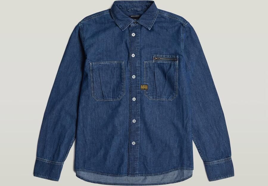 G-Star RAW Pleated Zip Regular Shirt Donkerblauw Heren - Foto 6