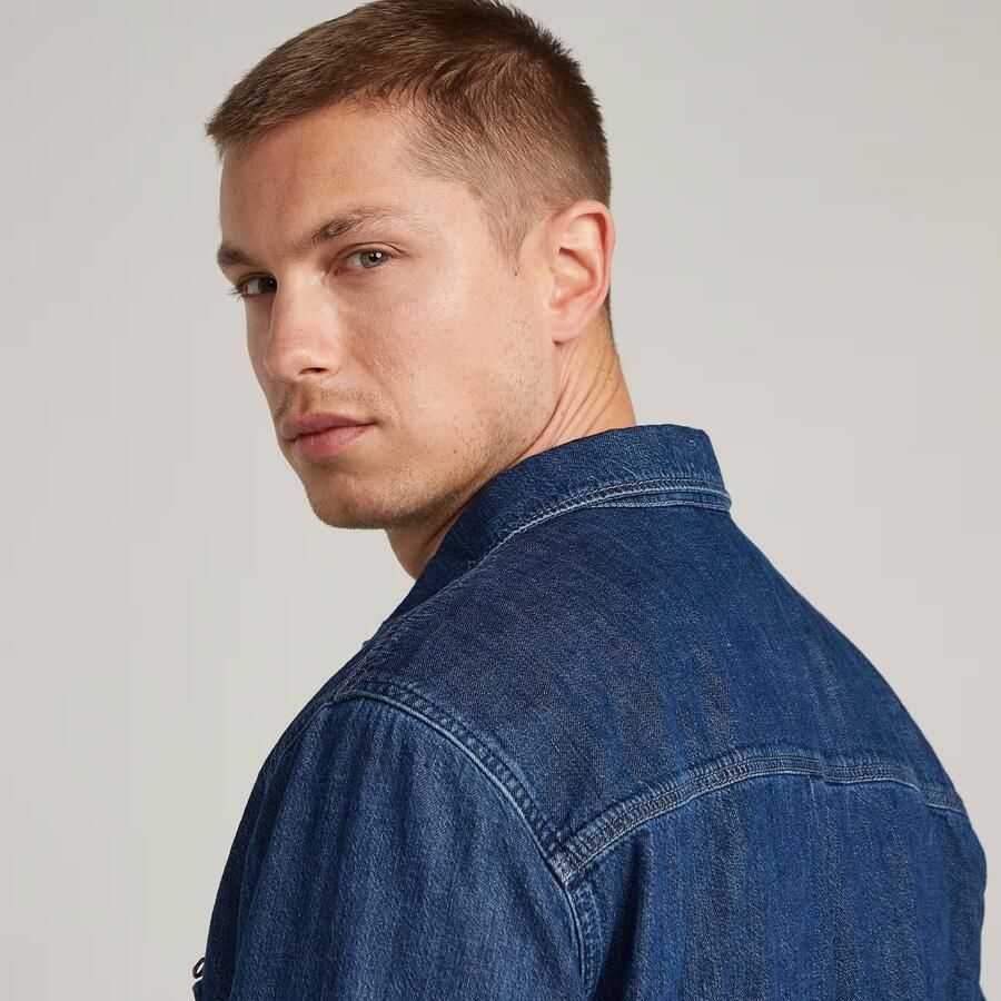 G-Star RAW Pleated Zip Regular Shirt Donkerblauw Heren - Foto 5