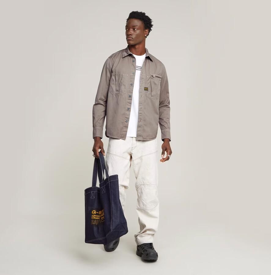 G-Star RAW Pleated Zip Regular Shirt Grijs Heren - Foto 6