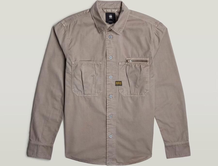 G-Star RAW Pleated Zip Regular Shirt Grijs Heren - Foto 7