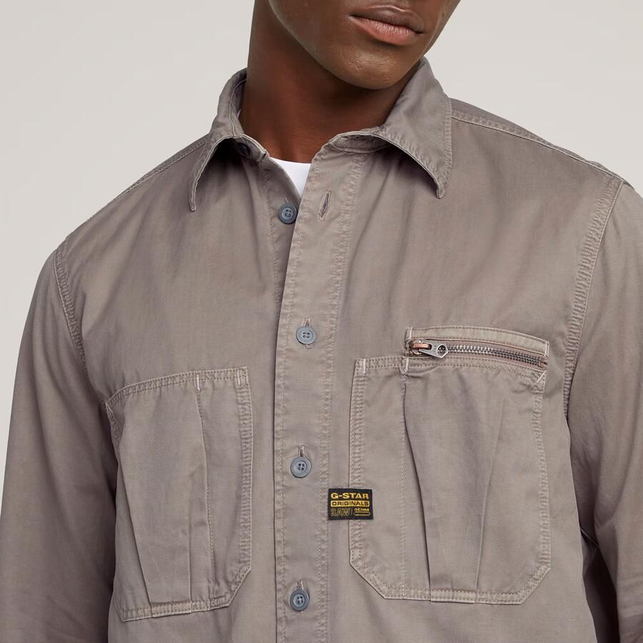 G-Star RAW Pleated Zip Regular Shirt Grijs Heren - Foto 3