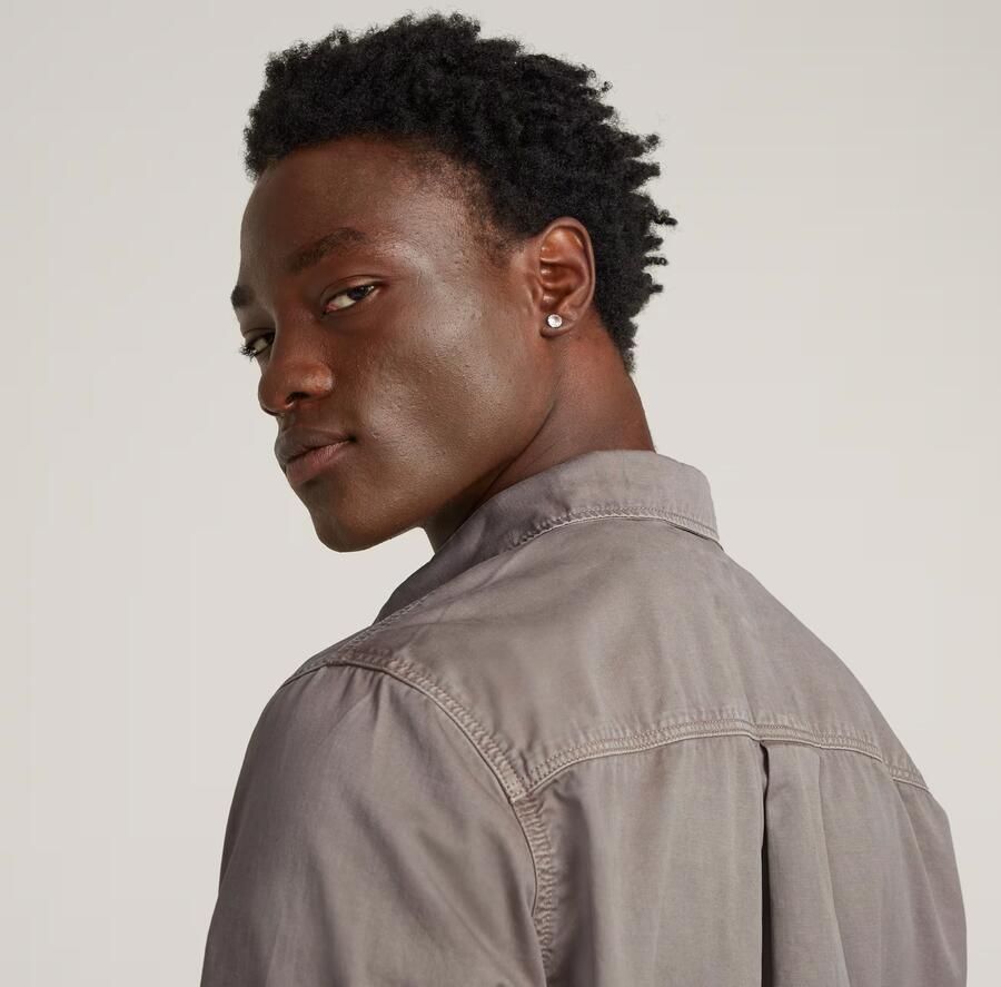 G-Star RAW Pleated Zip Regular Shirt Grijs Heren - Foto 5