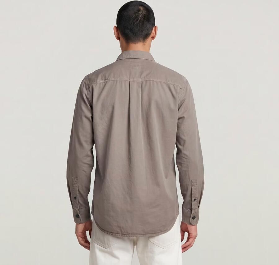 G-Star RAW Pleated Zip Regular Shirt Grijs Heren - Foto 6