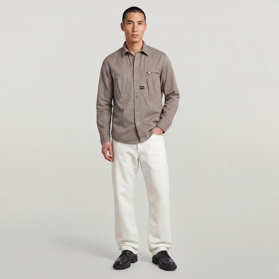 G-Star RAW Pleated Zip Regular Shirt Grijs Heren - Foto 3