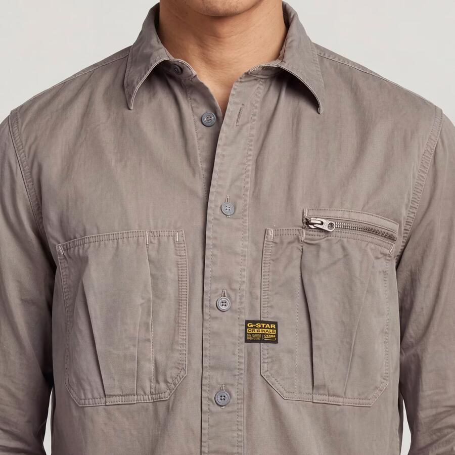 G-Star RAW Pleated Zip Regular Shirt Grijs Heren - Foto 4