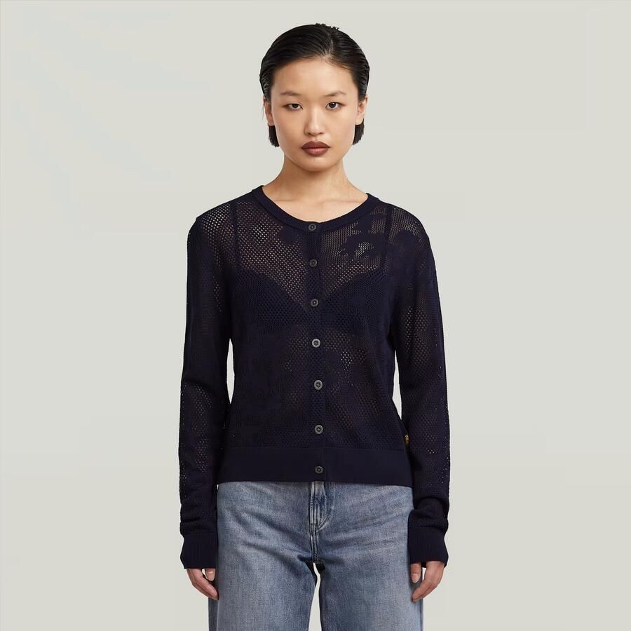G-Star RAW Pointelle Cardi Gebreide Trui Donkerblauw Dames