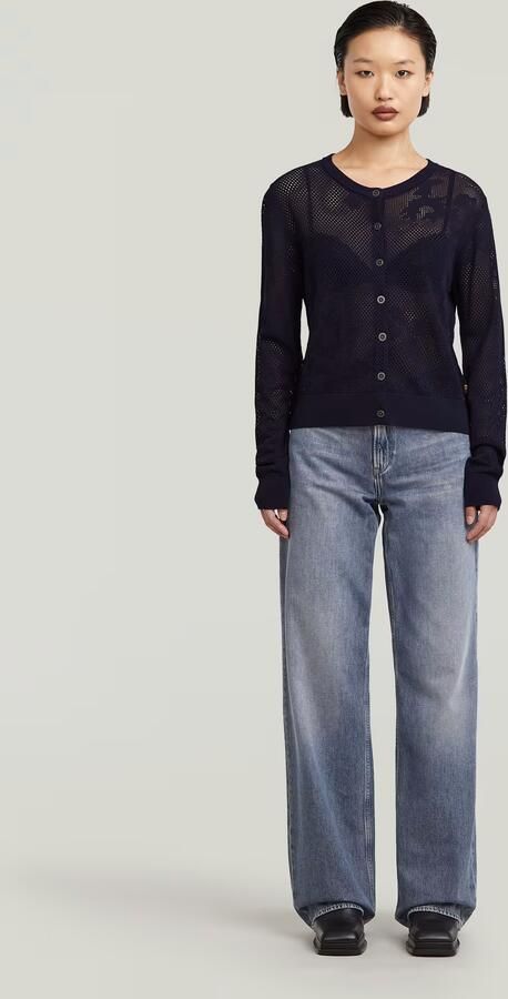 G-Star RAW Pointelle Cardi Gebreide Trui Donkerblauw Dames - Foto 6