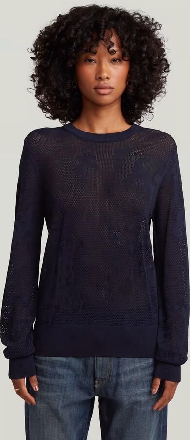 G-Star RAW Pointelle Gebreide Pullover Donkerblauw Dames