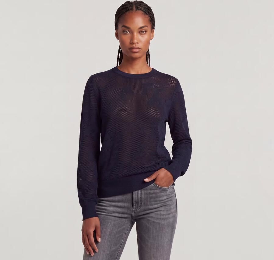 G-Star RAW Pointelle Gebreide Pullover Donkerblauw Dames - Foto 3