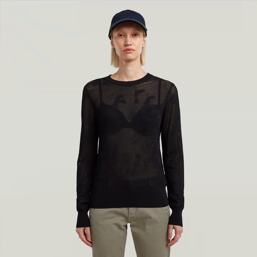 G-Star RAW Pointelle Gebreide Pullover Zwart Dames - Foto 8