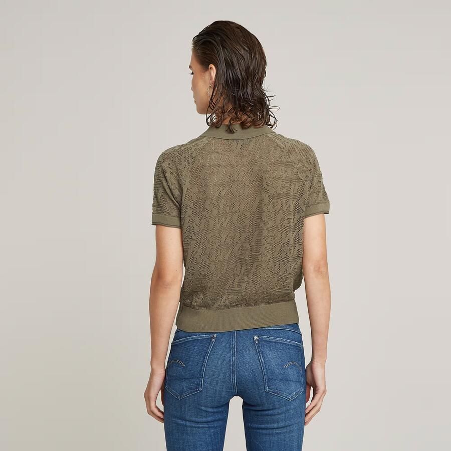 G-Star RAW Pointelle Lichtgewicht Gebreide Polo Groen Dames - Foto 2