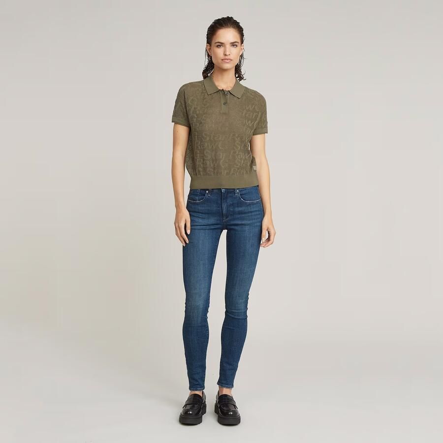 G-Star RAW Pointelle Lichtgewicht Gebreide Polo Groen Dames - Foto 3