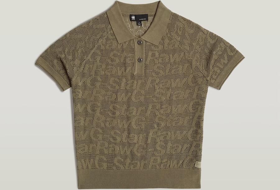 G-Star RAW Pointelle Lichtgewicht Gebreide Polo Groen Dames - Foto 7