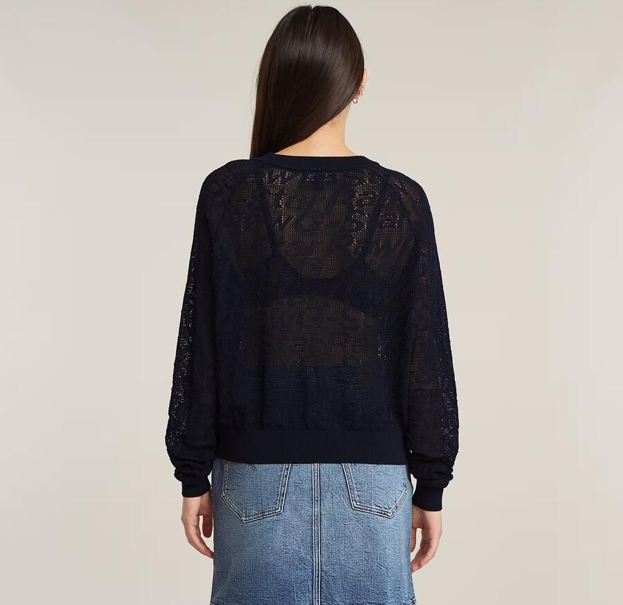 G-Star RAW Pointelle Lichtgewicht Gebreide Trui Donkerblauw Dames - Foto 5