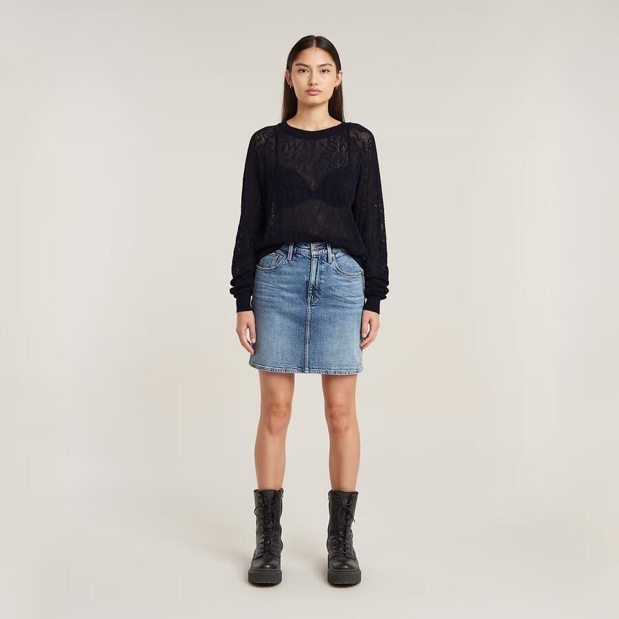 G-Star RAW Pointelle Lichtgewicht Gebreide Trui Donkerblauw Dames