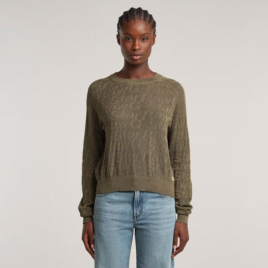 G-Star RAW Pointelle Lichtgewicht Gebreide Trui Groen Dames - Foto 7