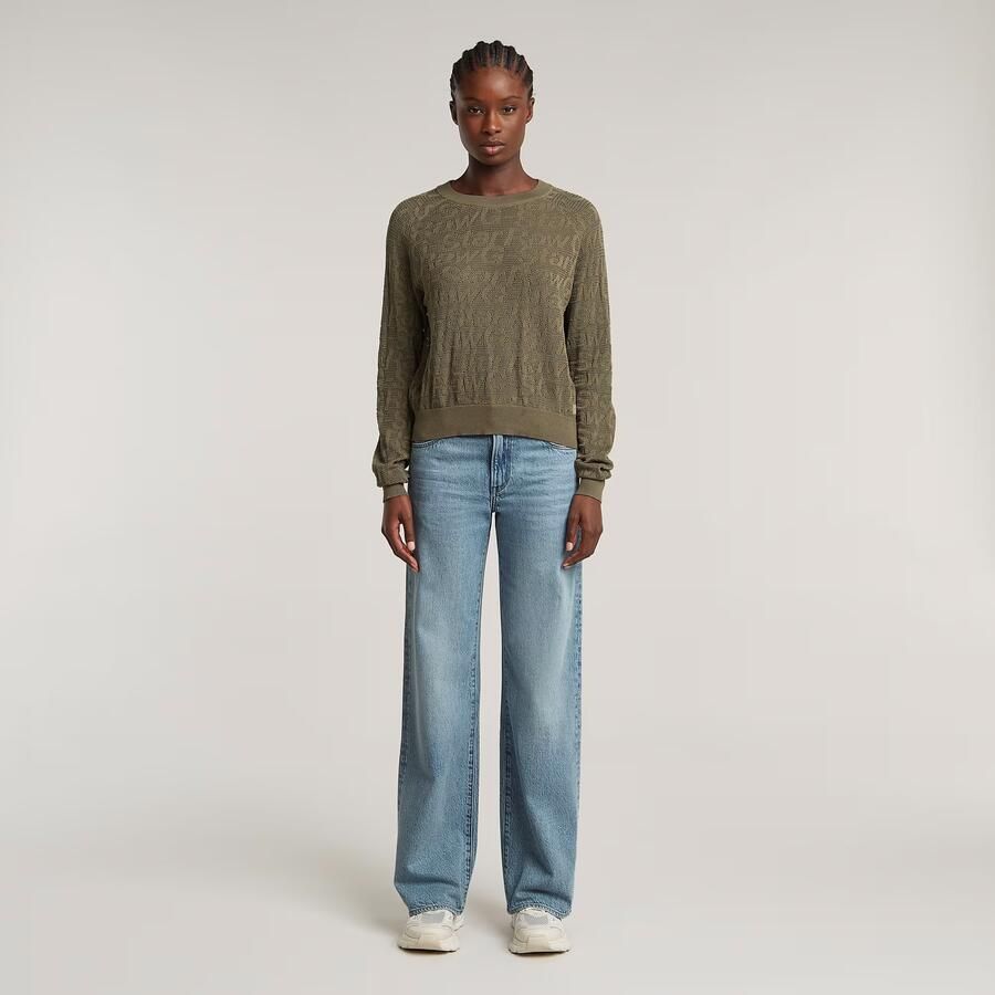 G-Star RAW Pointelle Lichtgewicht Gebreide Trui Groen Dames - Foto 2