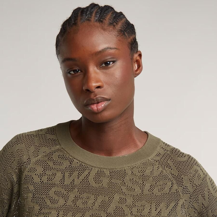 G-Star RAW Pointelle Lichtgewicht Gebreide Trui Groen Dames - Foto 3