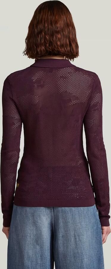 G-Star RAW Pointelle Slim Gebreide Polo Rood Dames - Foto 6