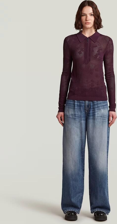 G-Star RAW Pointelle Slim Gebreide Polo Rood Dames - Foto 5