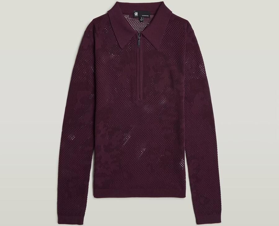 G-Star RAW Pointelle Slim Gebreide Polo Rood Dames - Foto 3