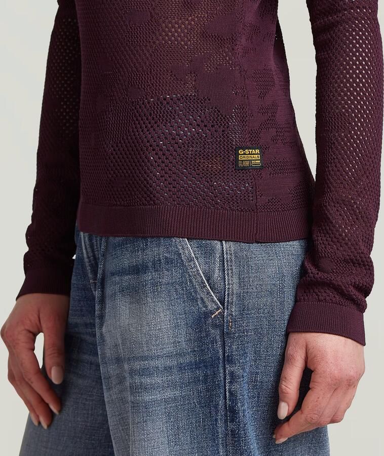 G-Star RAW Pointelle Slim Gebreide Polo Rood Dames - Foto 2