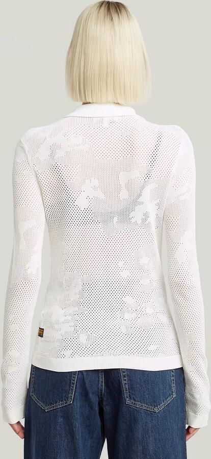 G-Star RAW Pointelle Slim Gebreide Polo Wit Dames - Foto 4