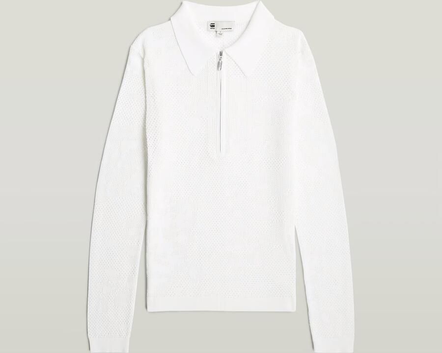 G-Star RAW Pointelle Slim Gebreide Polo Wit Dames - Foto 2