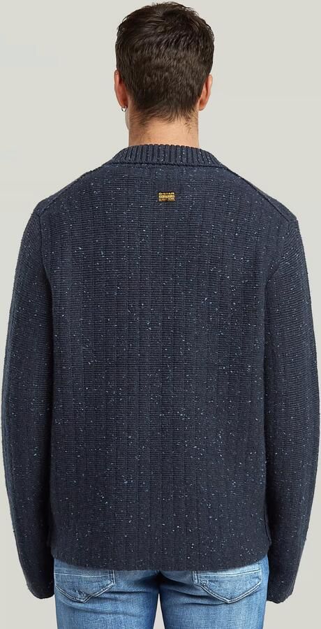G-Star RAW Polo Collar Full Zip Gebreide Trui Donkerblauw Heren