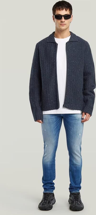 G-Star RAW Polo Collar Full Zip Gebreide Trui Donkerblauw Heren - Foto 5